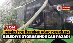 Denizli'de Üzerine ağaç devrilen belediye otobüsünde can pazarı