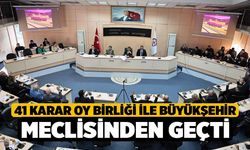 41 karar oy birliği ile Büyükşehir Meclisinden geçti