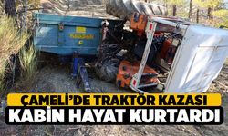 Çameli’de Kaza! Traktör Kabini Hayat Kurtardı!