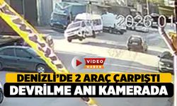 Otomobille Çarpışan Hafif Ticari Araç Devrildi, Kaza Anı Kamerada