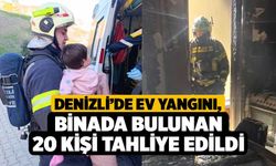Denizli’de ev yangını, Binada bulunan 20 kişi tahliye edildi