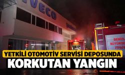 Yetkili otomotiv servisi deposunda korkutan yangın