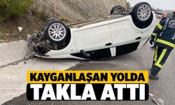 Buldan'da Yağış Sonrası Savrulan Araç Takla Attı