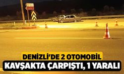 Denizli'de 2 Otomobil Kavşakta Çarpıştı, 1 yaralı