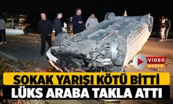 Denizli'de Sokak Yarışı Kötü Bitti, Lüks Araba Takla Attı