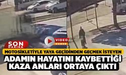 Motosikletiyle yaya geçidinden geçmek isteyen adamın hayatını kaybettiği kaza anları ortaya çıktı