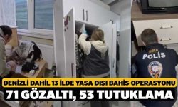 Denizli dahil 13 İlde Yasa Dışı Bahis Operasyonu 71 gözaltı, 53 tutuklama