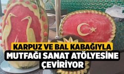 Karpuz ve bal kabağıyla mutfağı sanat atölyesine çeviriyor