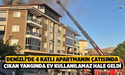 Denizli’de 4 Katlı Apartmanın Çatısında Çıkan Yangında Ev Kullanılamaz Hale Geldi