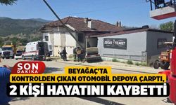 Beyağaç'ta Kontrolden Çıkan Otomobil Depoya Çarptı, 2 Kişi Hayatını Kaybetti