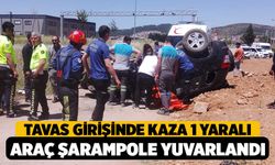 Tavas Girişinde Kaza! Kontrolden çıkan otomobil şarampole ters döndü