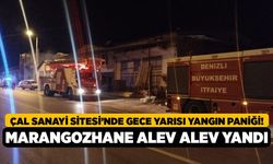 Çal Sanayi Sitesi’nde Gece Yarısı Yangın Paniği! Marangozhane Alev Alev Yandı