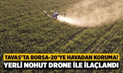 Tavas’ta Borsa-20’ye Havadan Koruma! Yerli Nohut Drone ile İlaçlandı