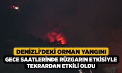 Denizli'deki orman yangını gece saatlerinde rüzgarın etkisiyle tekrardan etkili oldu