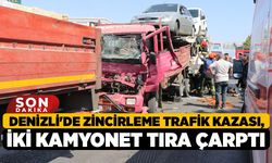 Denizli'de Zincirleme Trafik Kazası, İki Kamyonet Tıra Çarptı