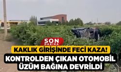 Kaklık Girişinde Feci Kaza! Kontrolden Çıkan Otomobil Üzüm Bağına Devrildi