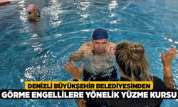 Denizli Büyükşehir Belediyesinden Görme Engellilere Yönelik Yüzme Kursu