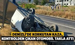 Denizli'de Korkutan Kaza, Kontrolden Çıkan Otomobil Takla Attı!