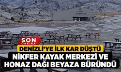 Denizli’ye İlk Kar Düştü, Nikfer Kayak Merkezi ve Honaz Dağı Beyaza Büründü