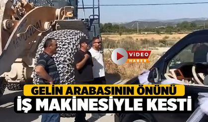 Honaz’da İş Makinesi Gelin Arabasının Önünü Kesti!