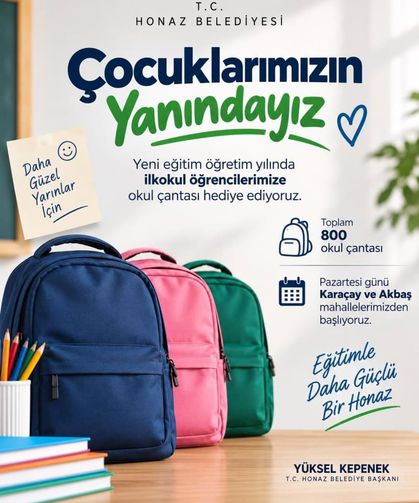 Honaz Belediyesi'nden 800 İlkokul Öğrencisine Okul Çantası Desteği