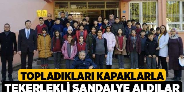 Topladıkları kapaklarla tekerlekli sandalye aldılar