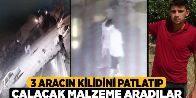 3 aracın kilidini patlatıp çalacak malzeme aradılar