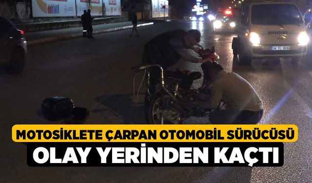 Motosiklete Çarpan Otomobil Sürücüsü Olay Yerinden Kaçtı