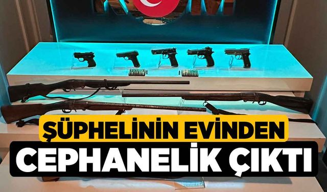 Şüphelinin evinden cephanelik çıktı