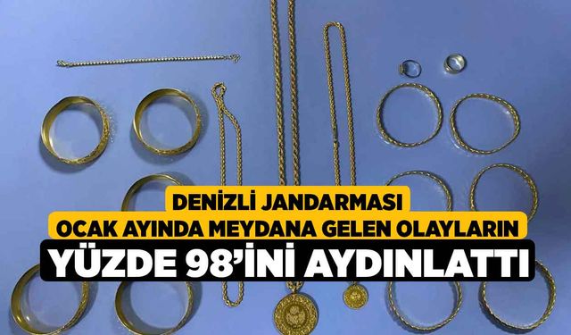 Denizli jandarması Ocak ayında meydana gelen olayların yüzde 98’ini aydınlattı