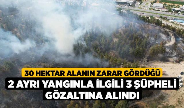 30 Hektar Alanın Zarar Gördüğü 2 Ayrı Yangınla İlgili 3 Şüpheli Gözaltına Alındı