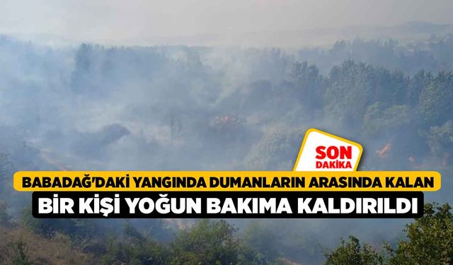 Babadağ'daki yangında dumanların arasında kalan bir kişi yoğun bakıma kaldırıldı