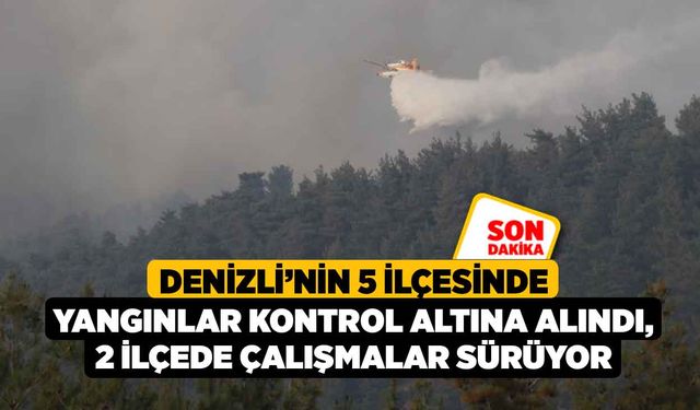 Denizli’nin 5 ilçesinde yangınlar kontrol altına alındı, 2 ilçede çalışmalar sürüyor