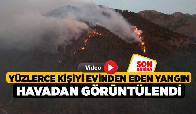 Yüzlerce kişiyi evinden eden yangın havadan görüntülendi