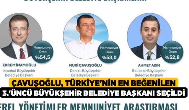 Çavuşoğlu, Türkiye'nin En Beğenilen 3.'üncü Büyükşehir Belediye Başkanı Seçildi