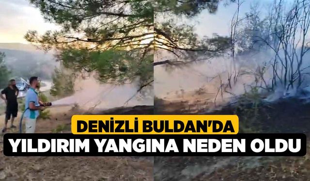 Denizli Buldan'da yıldırım yangına neden oldu