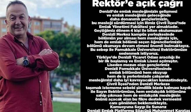 Denizli Emlak Platformundan PAÜ Rektörü Kutluhan'a çağrı