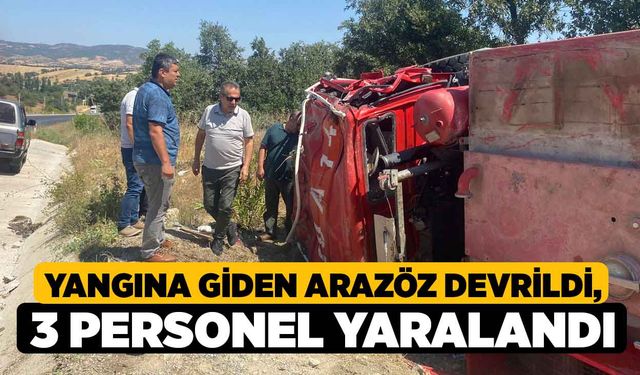 Yangına giden arazöz devrildi, 3 personel yaralandı