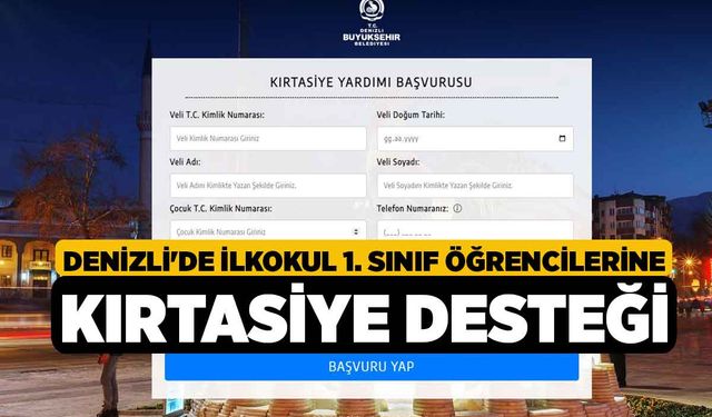 Denizli'de İlkokul 1. Sınıf Öğrencilerine Kırtasiye Desteği