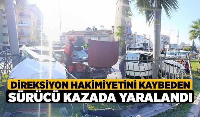 Direksiyon hakimiyetini kaybeden sürücü kazada yaralandı