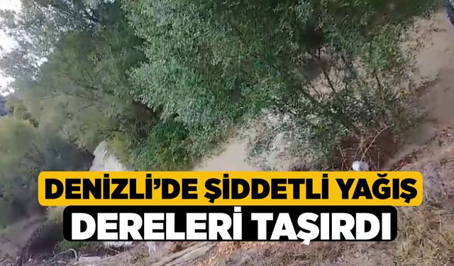 Denizli’de şiddetli yağış dereleri taşırdı