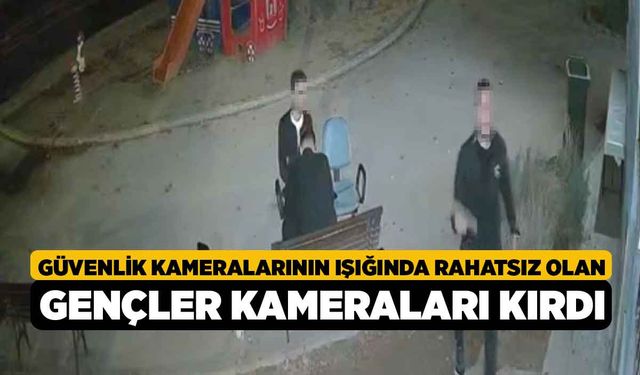 Güvenlik Kameralarının Işığında Rahatsız Olan Gençler Kameraları Kırdı