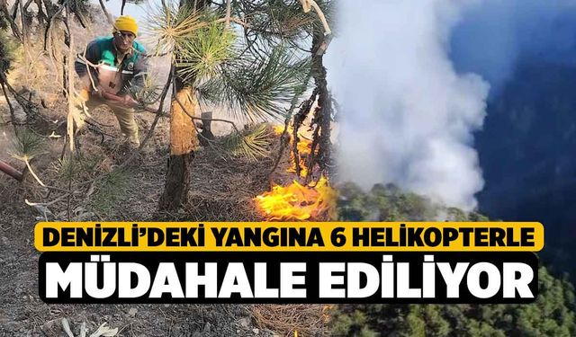 Denizli’deki yangına 6 helikopterle müdahale ediliyor