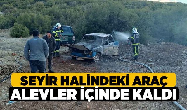 Tavas'ta Seyir Halindeki Araç Alevlere Teslim Oldu