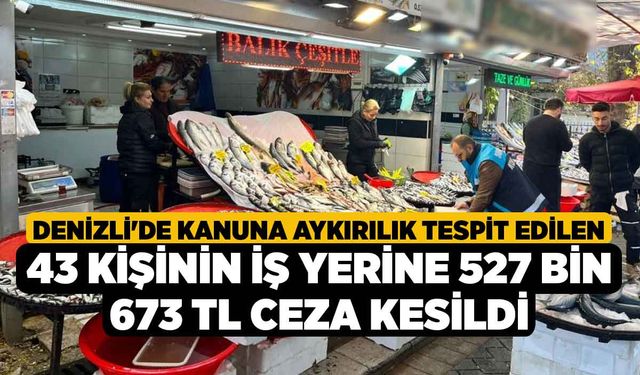 Denizli'de Kanuna Aykırılık Tespit Edilen 43 Kişinin İş Yerine 527 bin 673 TL Ceza Kesildi