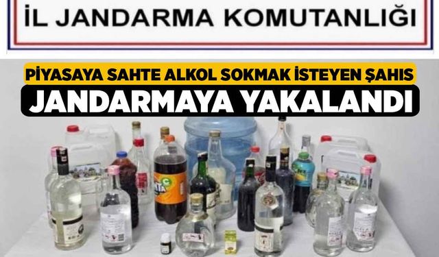 Piyasaya sahte alkol sokmak isteyen şahıs jandarmaya yakalandı