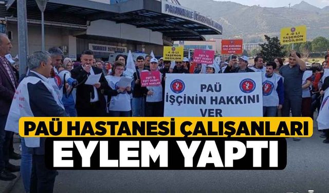 PAÜ Hastanesi çalışanları eylem yaptı