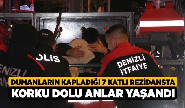 Dumanların kapladığı 7 katlı rezidansta korku dolu anlar yaşandı