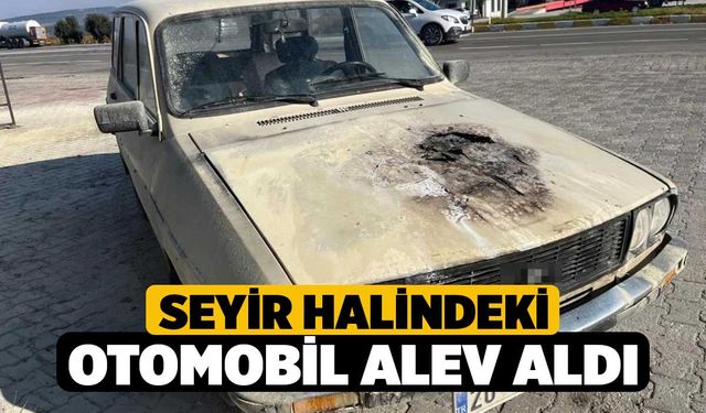 Seyir halindeki otomobil alev aldı