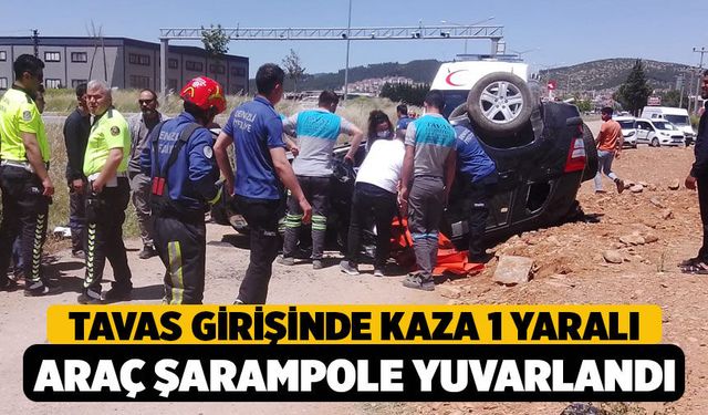 Tavas Girişinde Kaza! Kontrolden çıkan otomobil şarampole ters döndü